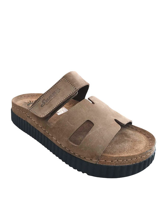 Leather Women's Anatomic Flat Sandals Brown