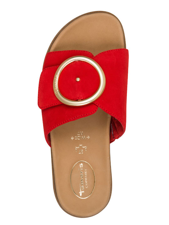 Leather Women's Sandals Flatforms Red
