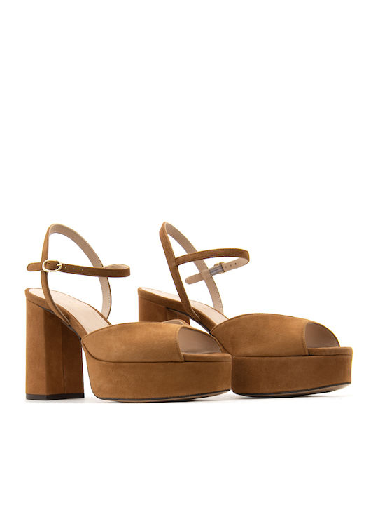 Suede Sandals Tabac Brown Chloi