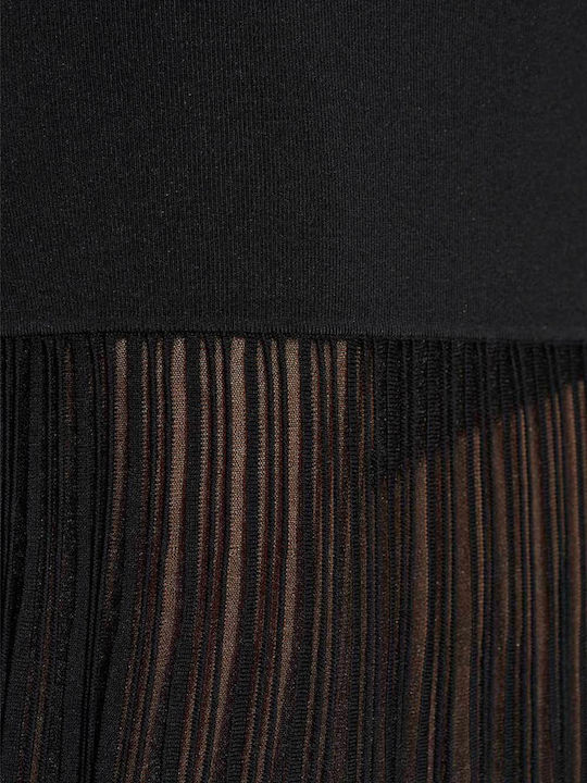Maxi Βραδινό Φόρεμα με Διαφάνεια Black