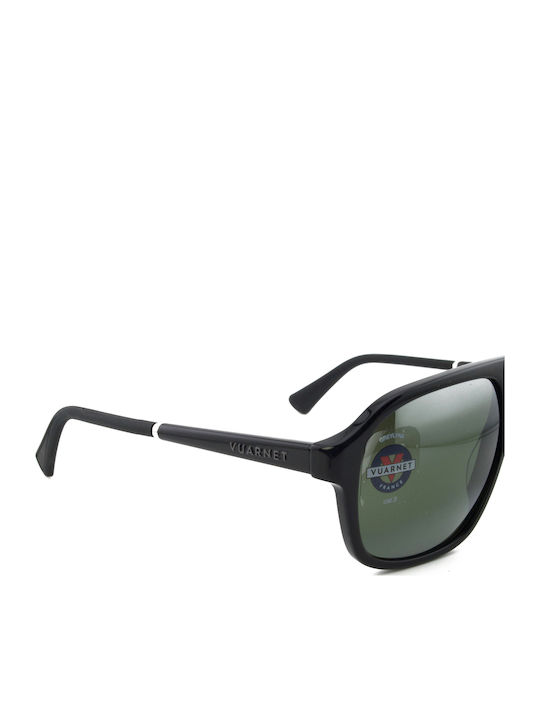 Unisex Sunglasses with Black Horn-Rimmed Frame and Black Mirror Lens