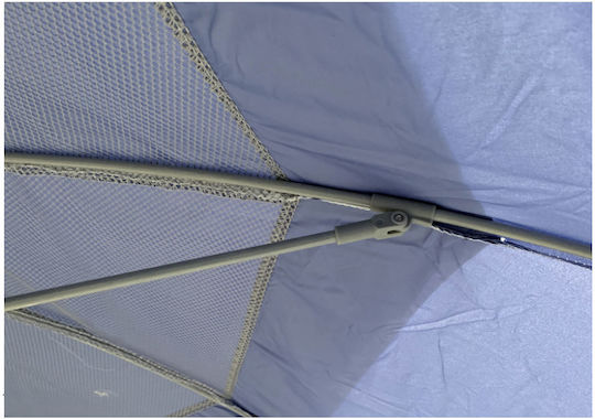 Maui & Sons Folding Aluminum Beach Umbrella Diameter 1.9m with UV Protection and Air Duct Ice Blue