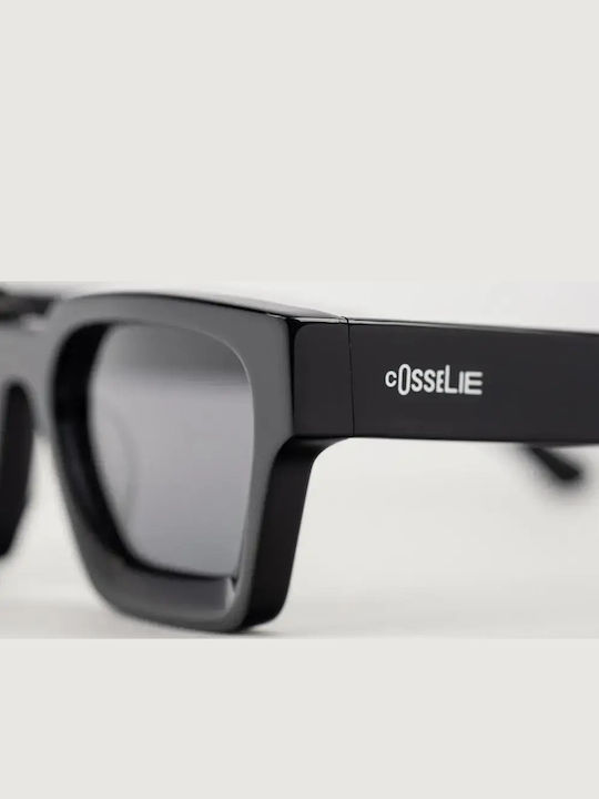Cosselie Nice Unisex Sunglasses With Black Horn-Rimmed Frame And Black Polarized Lens