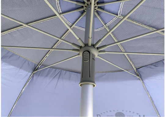 Maui & Sons Folding Aluminum Beach Umbrella Diameter 1.9m with UV Protection and Air Duct Ice Blue
