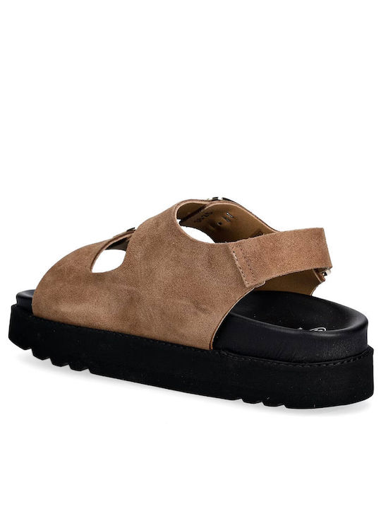 2 Straps Ανατομικές Καλοκαιρινές Γυναικείες Πλατφόρμες Καφέ