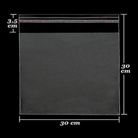 White Self-adhesive Cellophane Bags Set 200 Pieces 30x30 Cm
