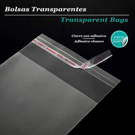 White Self-adhesive Cellophane Bags Set 200 Pieces 30x30 Cm