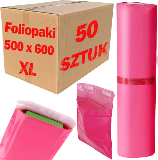 Pungi Curier Roz XL 500x600mm 50 Bucăți