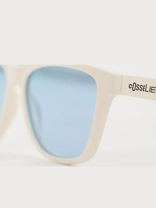 Cosselie Maya Bay Unisex Sunglasses With White Frame And Blue Polarized Lens