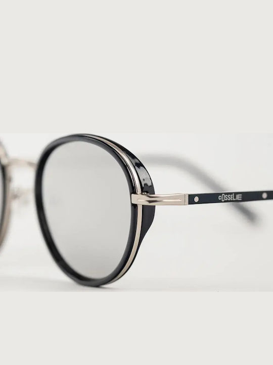 Cosselie Roth Unisex Sunglasses With Silver Metallic Frame And Silver Polarized Mirror Lens