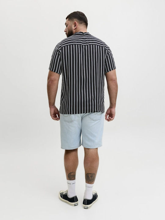 Resort Resort Short Sleeve Shirt in Wide Fit Striped Black
