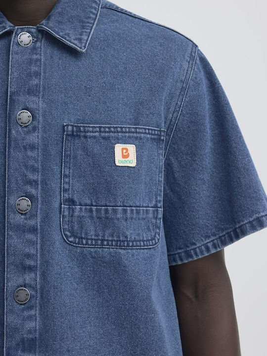 Short Sleeve Denim Shirt Blue Denim
