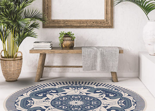 Tulup Rundes Blau Teppich Φ80cm