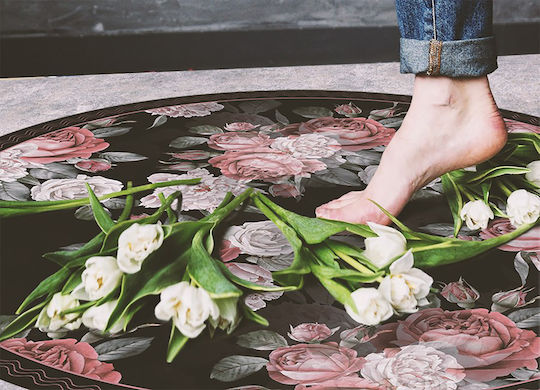 Tulup Non-Slip Round Rug Roses Φ150cm