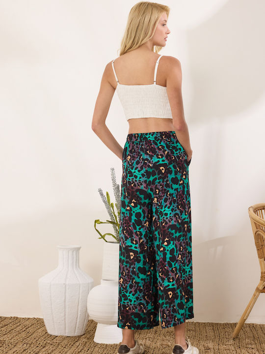 Women's High Rise Pantaloons with Rubber Band Leopard Black