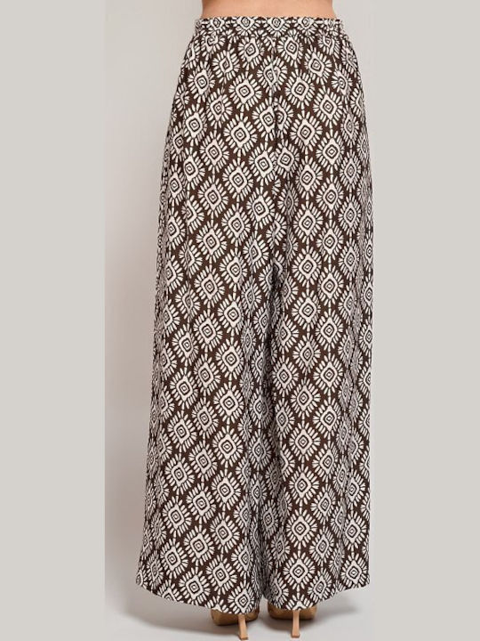Women's Brown Set with Trousers with Rubber Band in Loose Fit