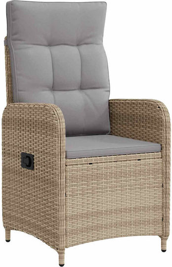 Outdoor Chair Metallic Beige and Light Grey with Cushion