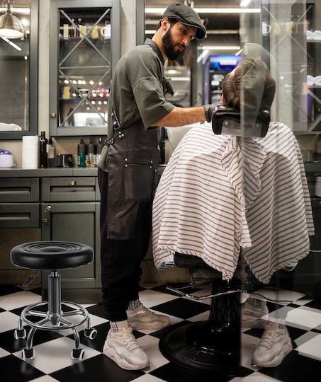 Räder Friseursalon- und Spa-Hocker mit Rückenlehne Schwarz
