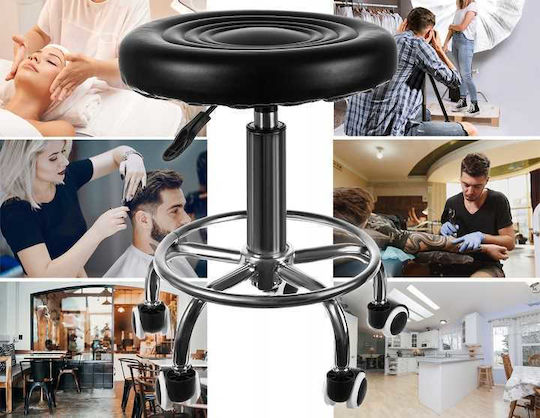 Räder Friseursalon- und Spa-Hocker mit Rückenlehne Schwarz