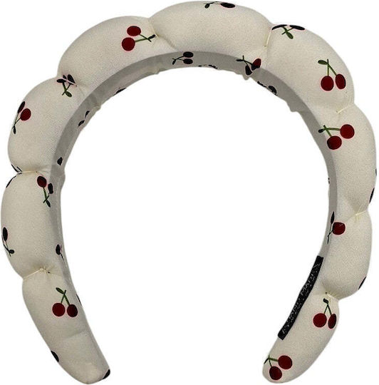 Hair Headband Puffy White Red Pattern 4 Designs 1 Piece