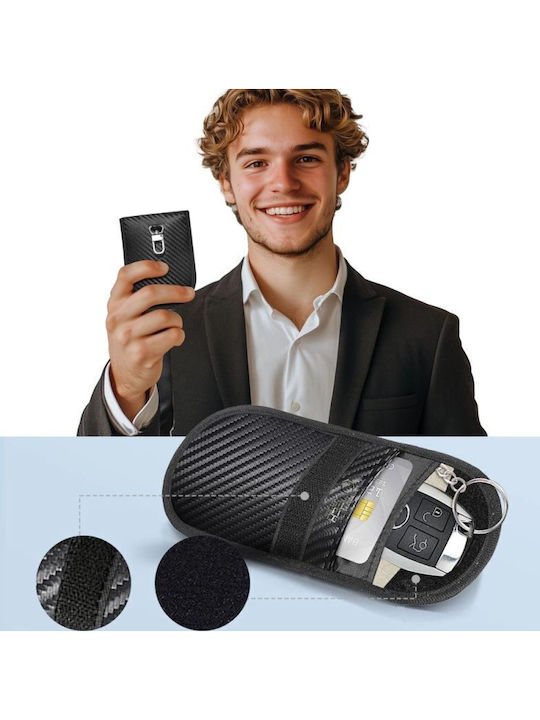 Tech-protect Klr100 Rfid Blocking Car Key Case Black Carbon