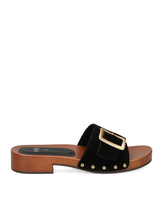 Suede Mules με Χαμηλό Τακούνι σε Μπεζ Χρώμα