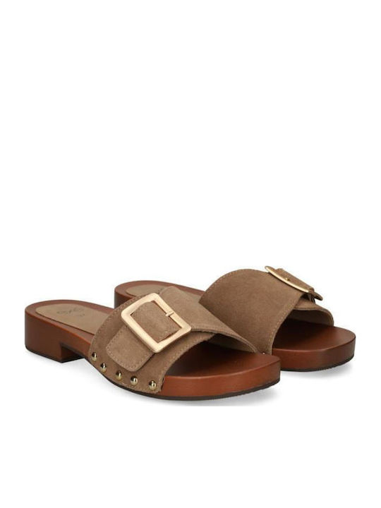 Suede Mules με Χαμηλό Τακούνι σε Μαύρο Χρώμα