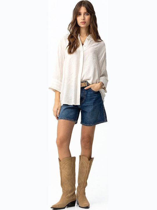Lana Damen-Jeans-Shorts Mittelblau