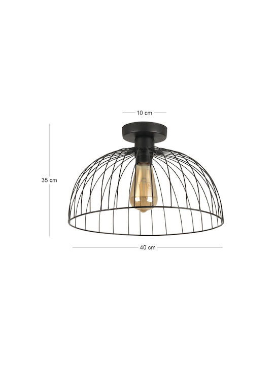 Megapap Kade Ceiling Light 40cm Black with E27 Socket
