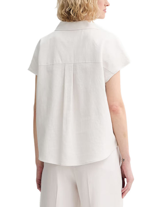 Calvin Klein Short Sleeve Women's Linen Shirt Beige Calvin Klein Short Sleeve Women's Linen Shirt Beige