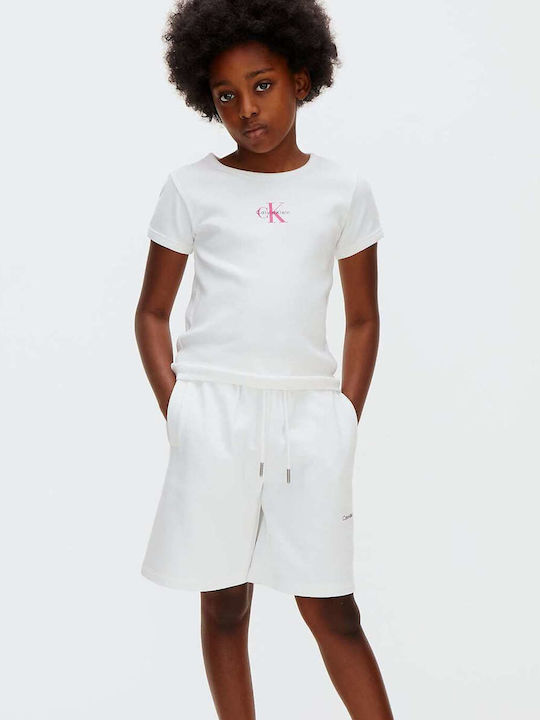 Kids Fabric Shorts/Bermuda Logo White