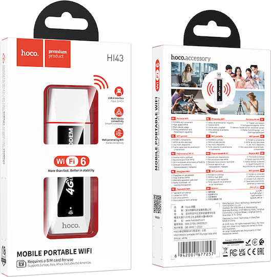 Hoco HI43 Αντάπτορας Δικτύου USB με Ασύρματη Σύνδεση Wi-Fi 150Mbps