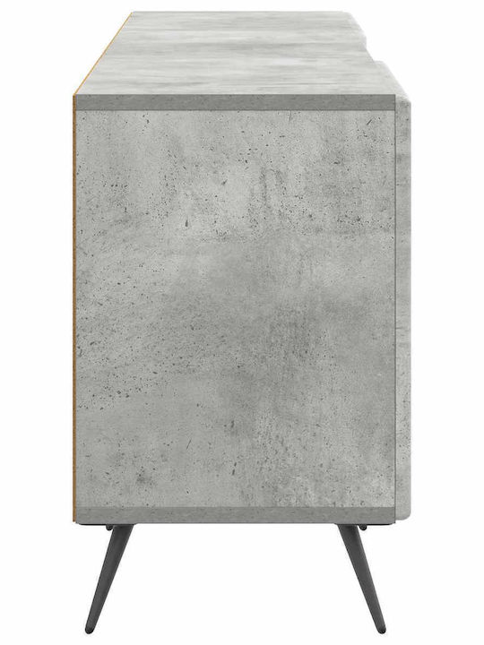 TV Stand Metal & Wood Concrete Grey W150xD31xH50cm