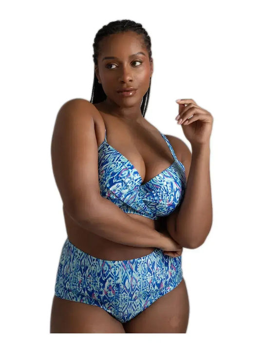 Bikinihosen Slip Hohe Taille Blau