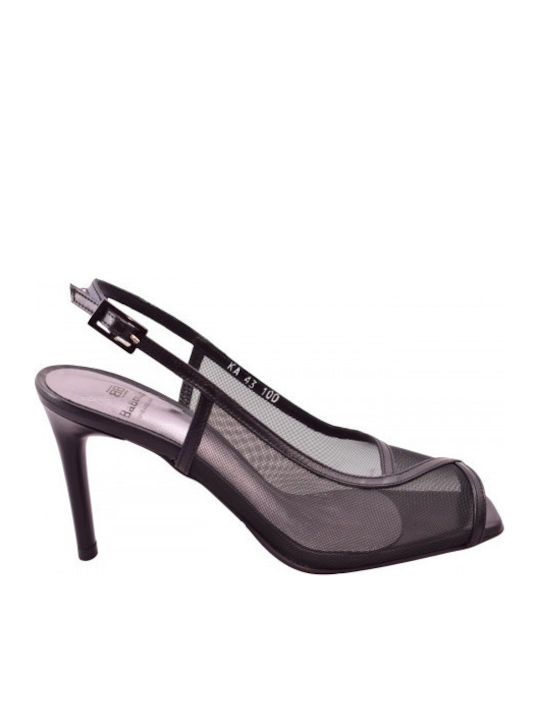 Peep Toe Γόβες με Ψηλό Τακούνι Μαύρες