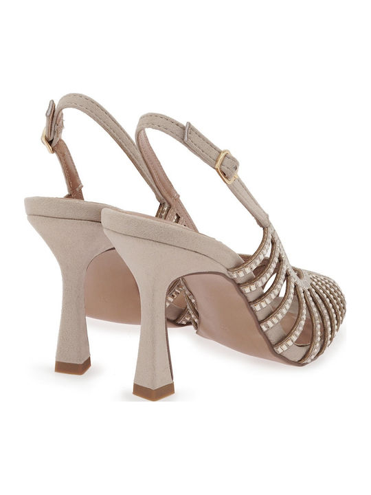 Wildleder Pumps mit Hohem Absatz Beiges