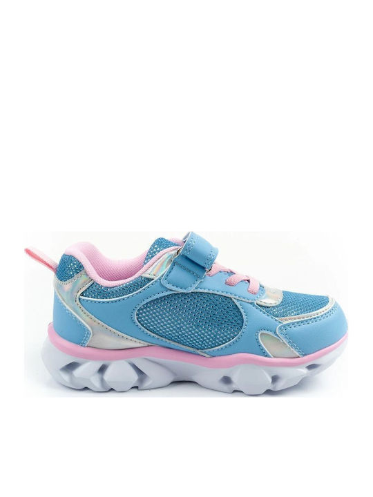 Kids Sneakers with Hoop & Loop Closure & Lights Blue