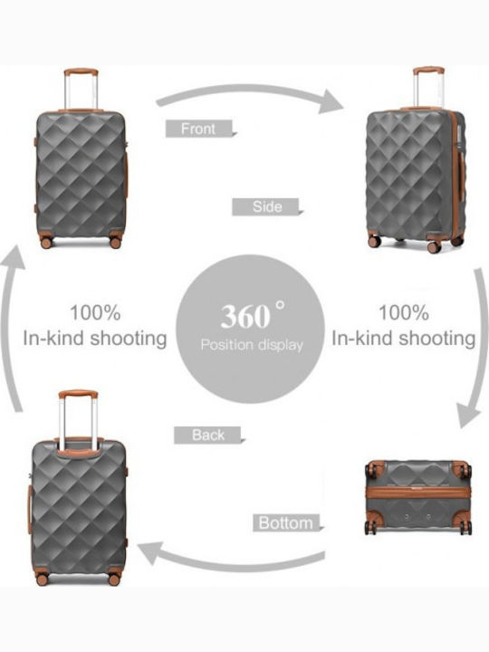 Miss Lulu British Traveller Large Hard Suitcase Grey and Brown with 4 Wheels Height 75cm
