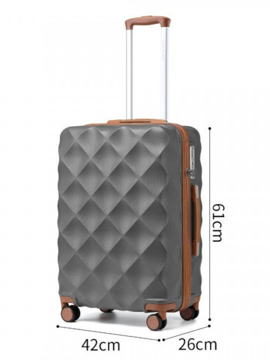Miss Lulu British Traveller Large Hard Suitcase Grey and Brown with 4 Wheels Height 75cm