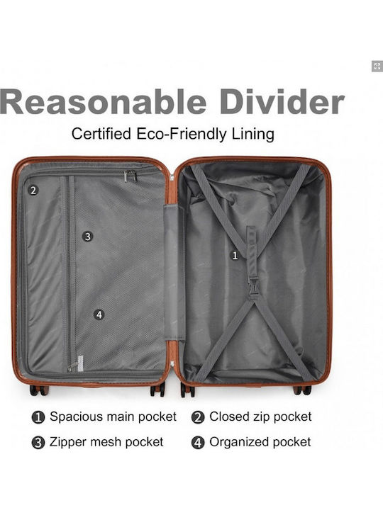 Miss Lulu British Traveller Large Hard Suitcase Grey and Brown with 4 Wheels Height 75cm