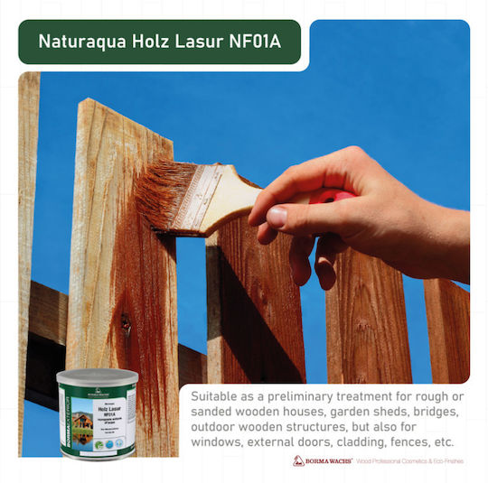 Borma Wachs Naturaqua Holz Lasur Wood Preservative Water No53 Light Walnut NAT3634NC 2.5lt