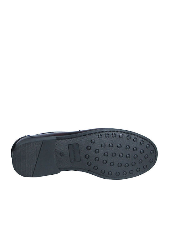 Leather Men's Moccasins In Burgundy Colour