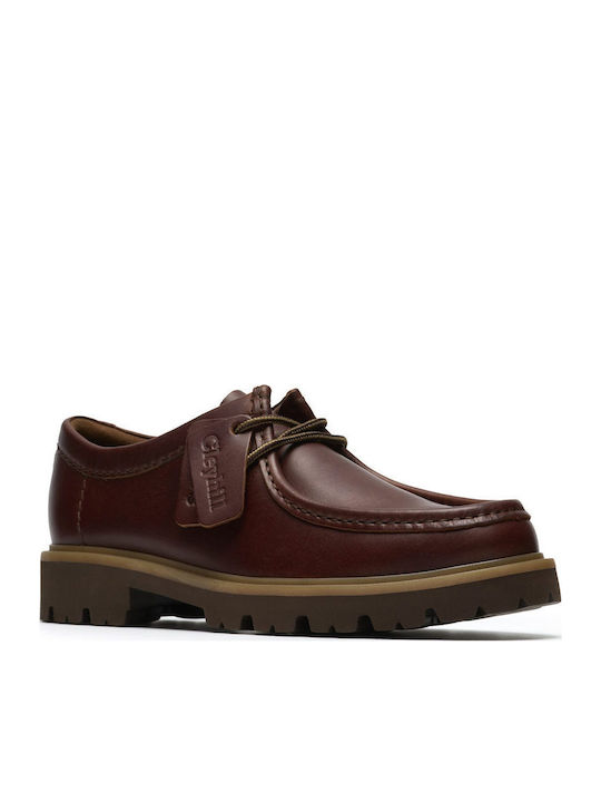 Seam Leather Men's Boat Shoes in Brown Colour