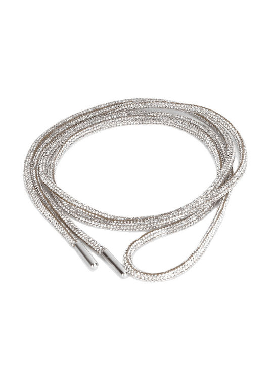 Set 2 Shoelaces Rhinestones 120 Cm Silver