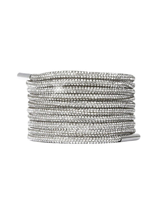 Set 2 Crystal Shoelaces Rhinestones 100 Cm Silver