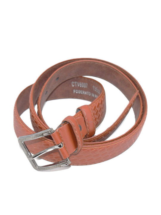 Men's Belt Made of Brown Artificial Leather