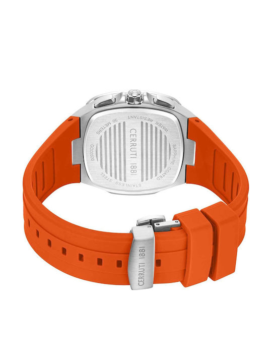 Cerruti Men's Chronograph Battery Watch with Orange Rubber Strap