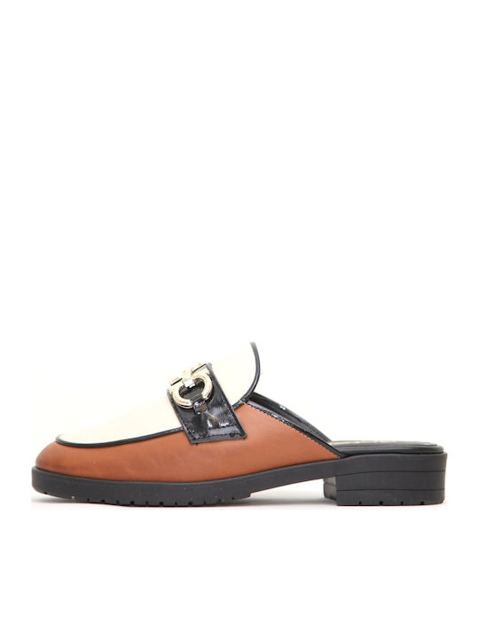 Flat Δερμάτινα Mules σε Μπεζ Χρώμα