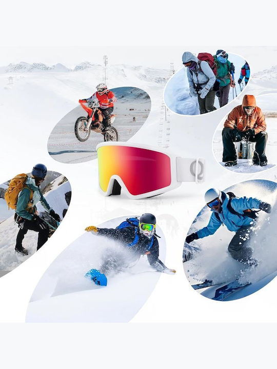 Qunature Μάσκα Σκι & Snowboard Ενηλίκων Λευκή