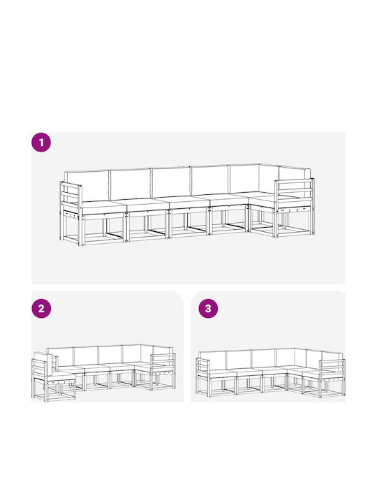 Canapea De Colț Pentru Exterior Din Plastic Cu Perne 304x126.5x73cm